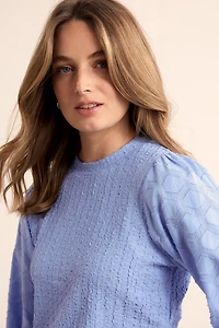 Haut texturé à manches longues bouffantes resserrées - Tramontana