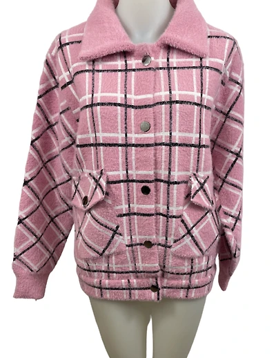 Check knit jacket