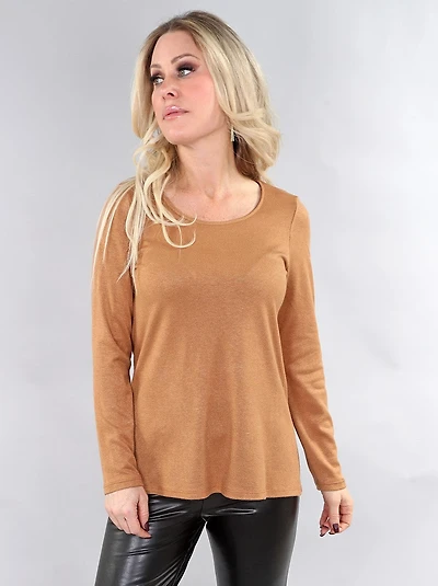 Plain knit Top with round neckline