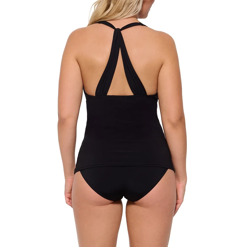 Tankini with plunging neckline and criss-cross back - separate