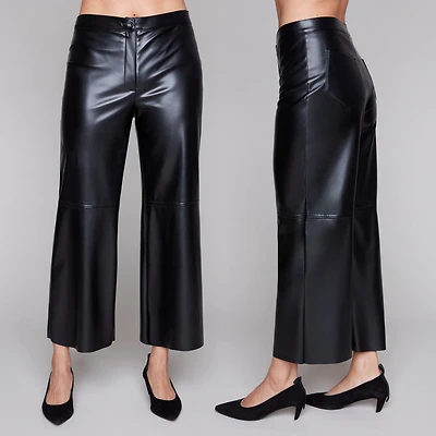 Pantalon à empiècements en cuirette