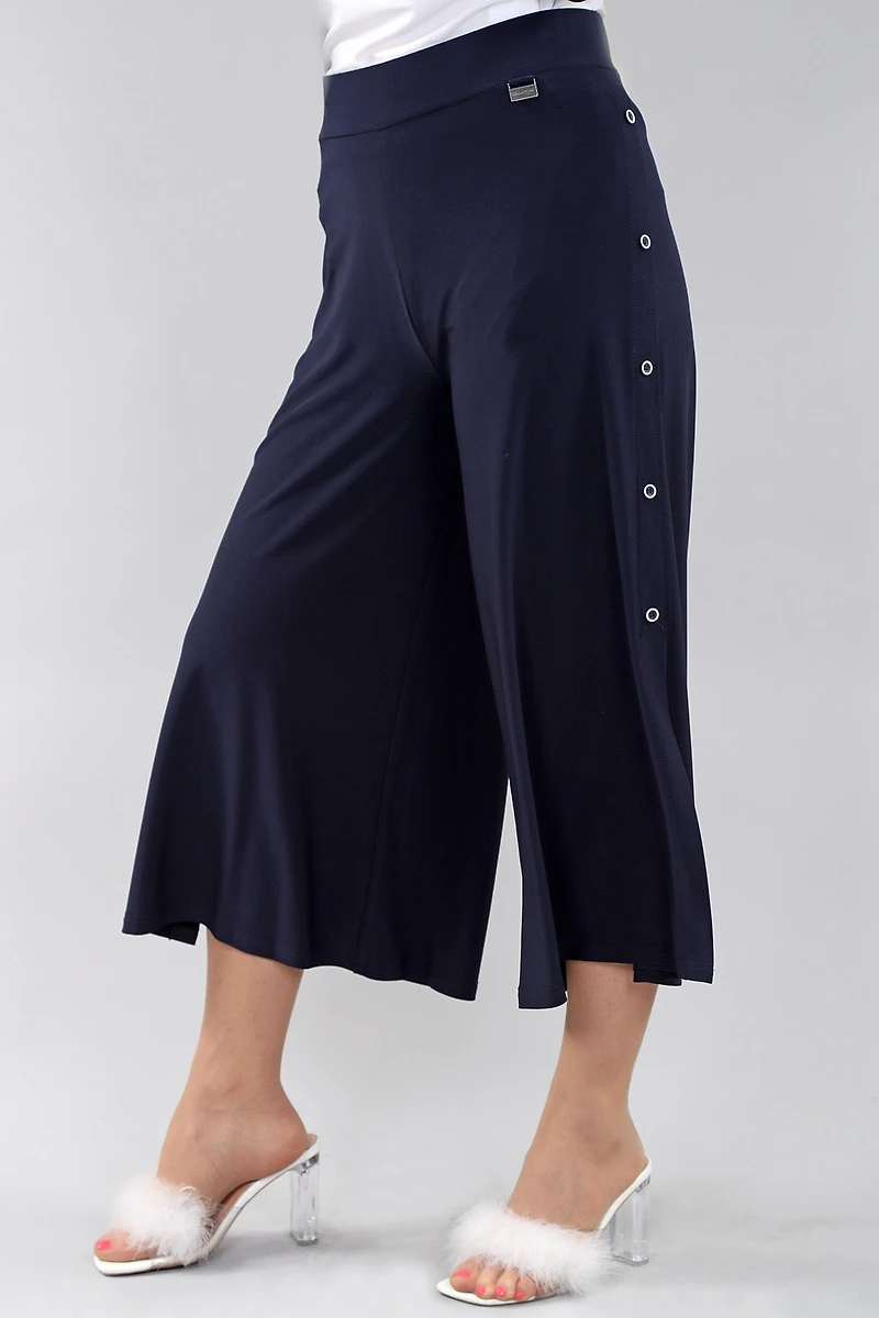 Capri pants with faux side buttons - Michael Tyler