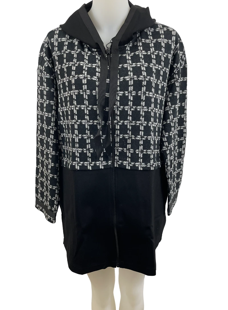 Veste à capuchon en tricot semi-imprimé