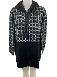 Veste à capuchon en tricot semi-imprimé
