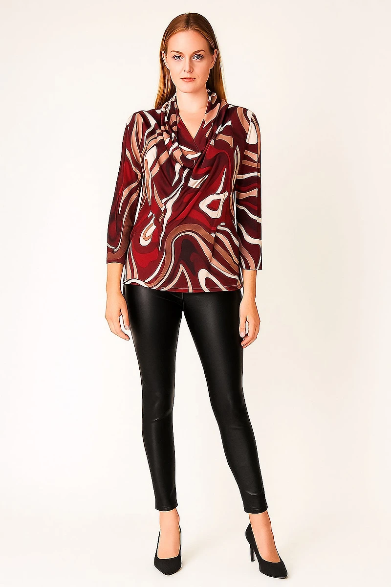 Haut plissé et drapé, imprimé de style rétro - Italie