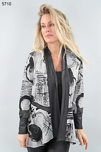 Cardigan with vegan leatherette inserts - Michael Tyler