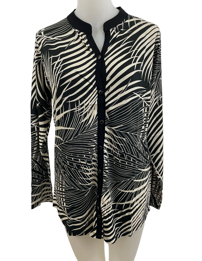 Mao collar printed blouse