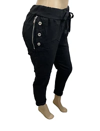 Plain Italian pants with side buttons