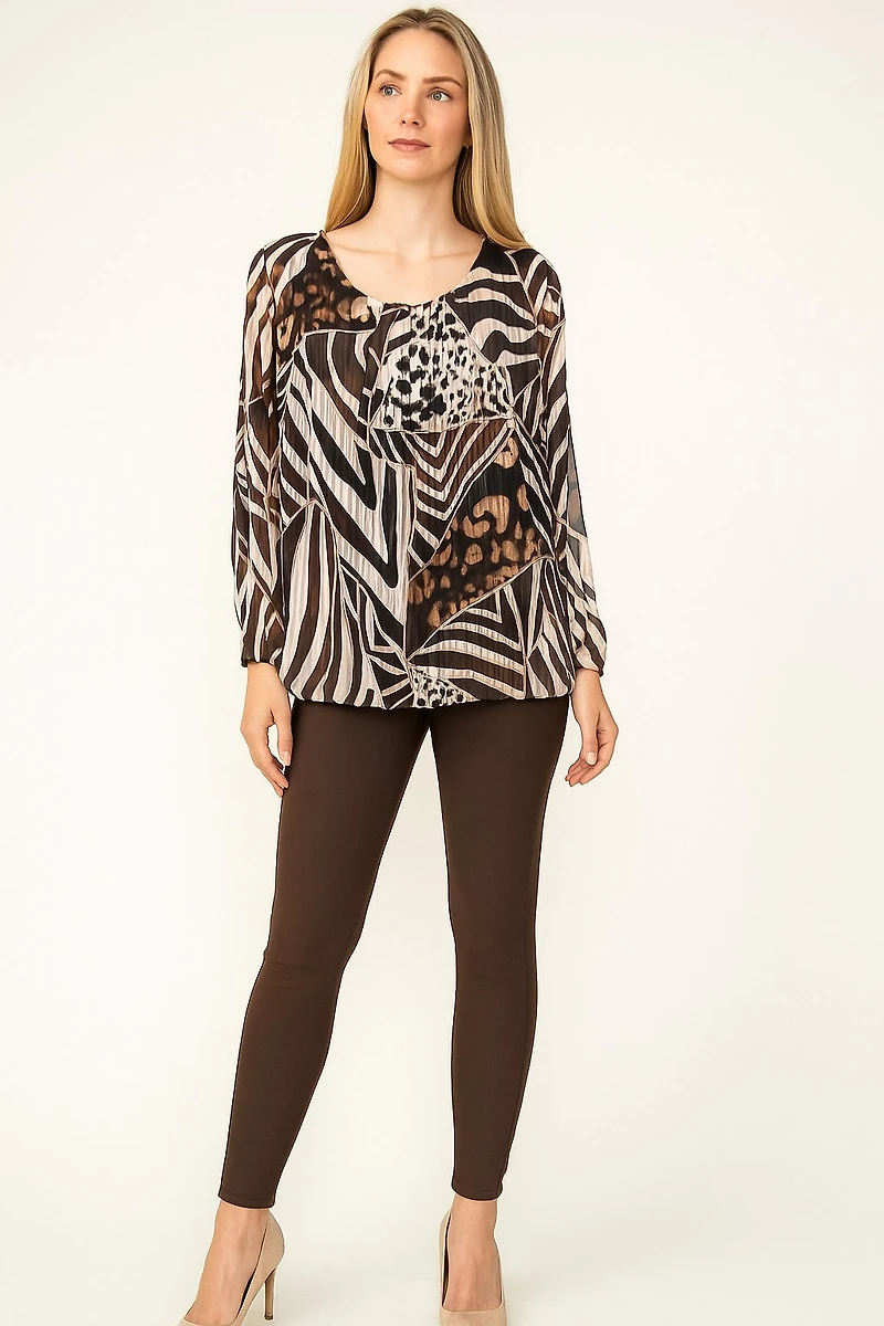 Haut en chiffon imprimé, effet bouffant - Italie