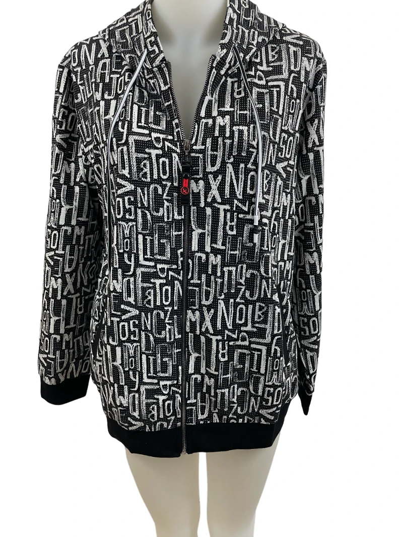 Printed script hooded jacket