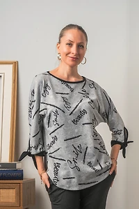 Haut imprimé scripts et détails lustrés