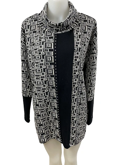 Rectangular woven turtleneck Top with plain inserts