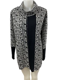 Rectangular woven turtleneck Top with plain inserts