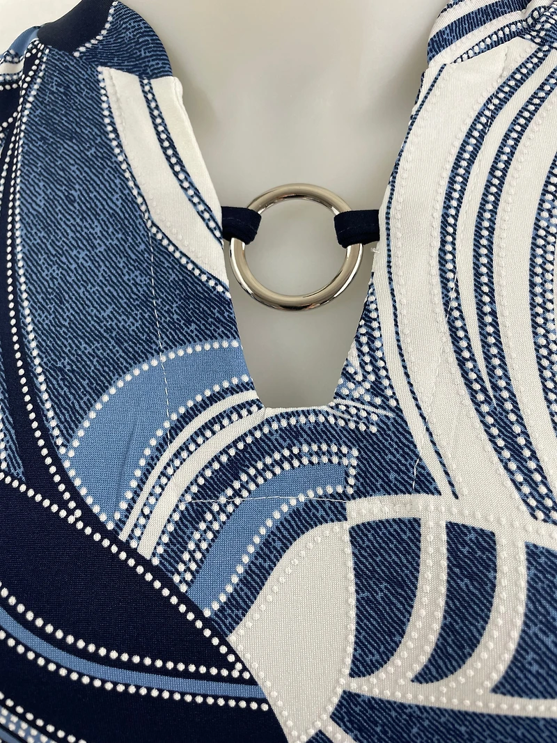 Foliage print Top with collar ring
