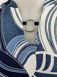 Foliage print Top with collar ring