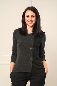 Haut en tricot deux tons avec cuirette