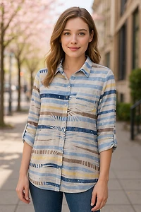Striped blouse with small shiny accents