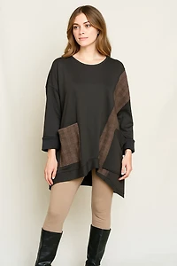 Oversized tunic with plaid inserts - Italy
