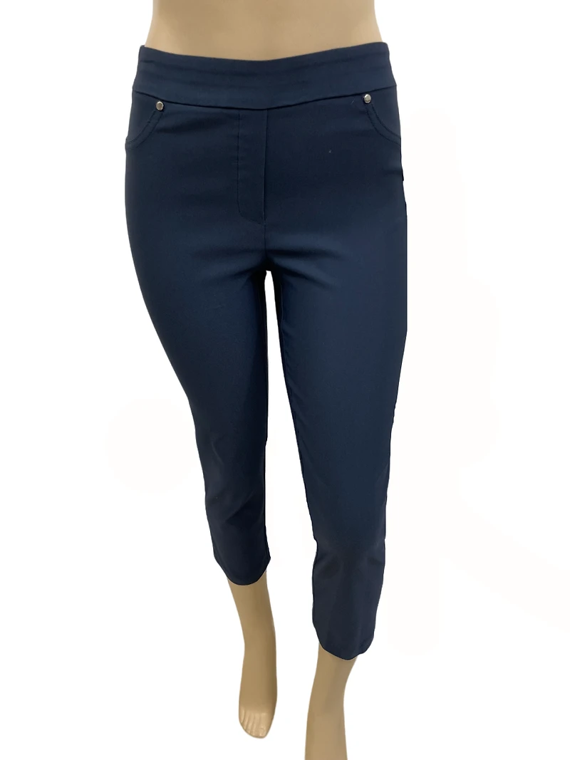 Capri pants with fake studded pockets