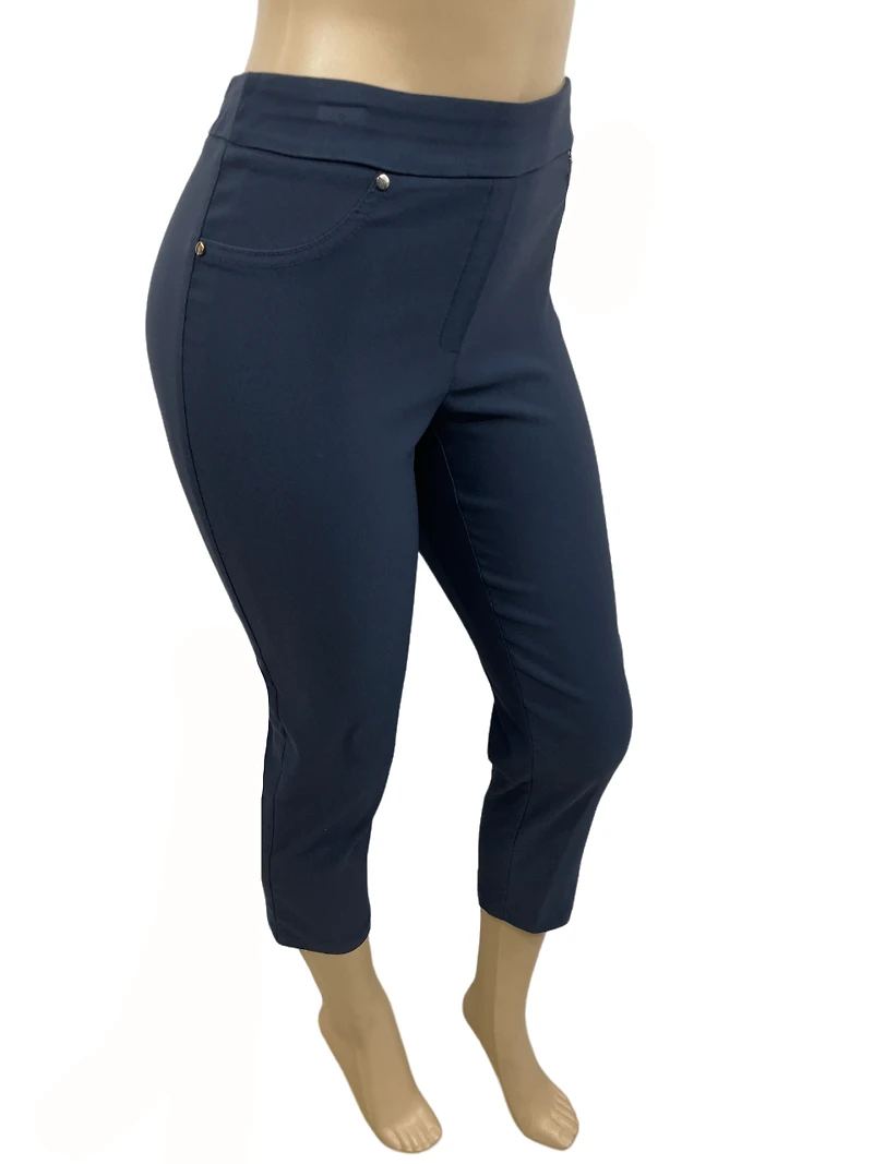 Capri pants with fake studded pockets