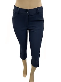 Capri pants with side pockets and buttons