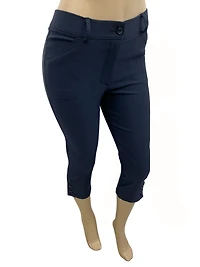 Capri pants with side pockets and buttons