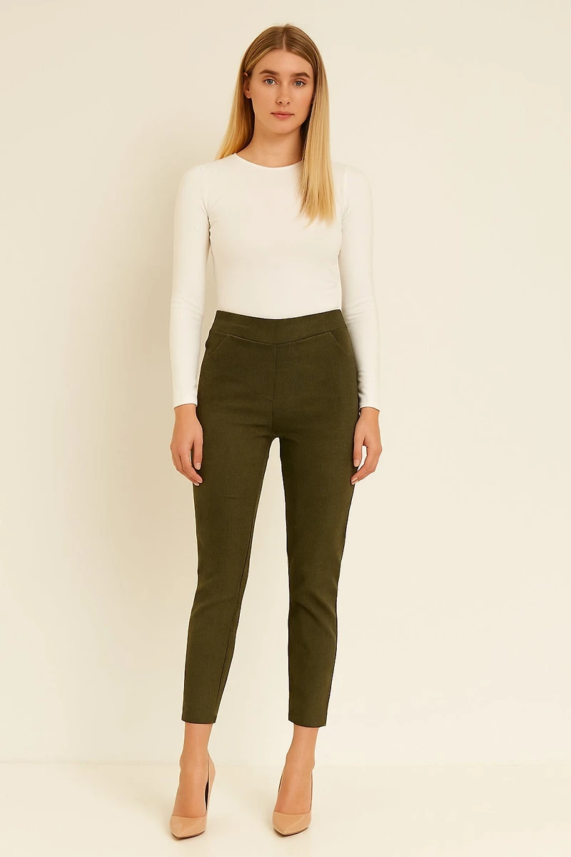 Slim-fit rib pants