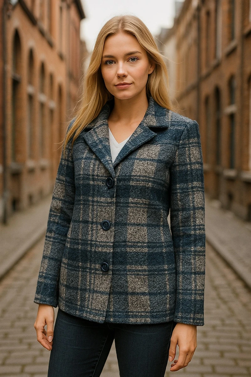 Lightweight classic curly checked jacket