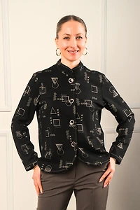 Textured jacket printed with geometric shapes