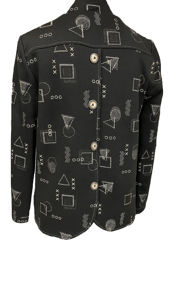 Textured jacket printed with geometric shapes