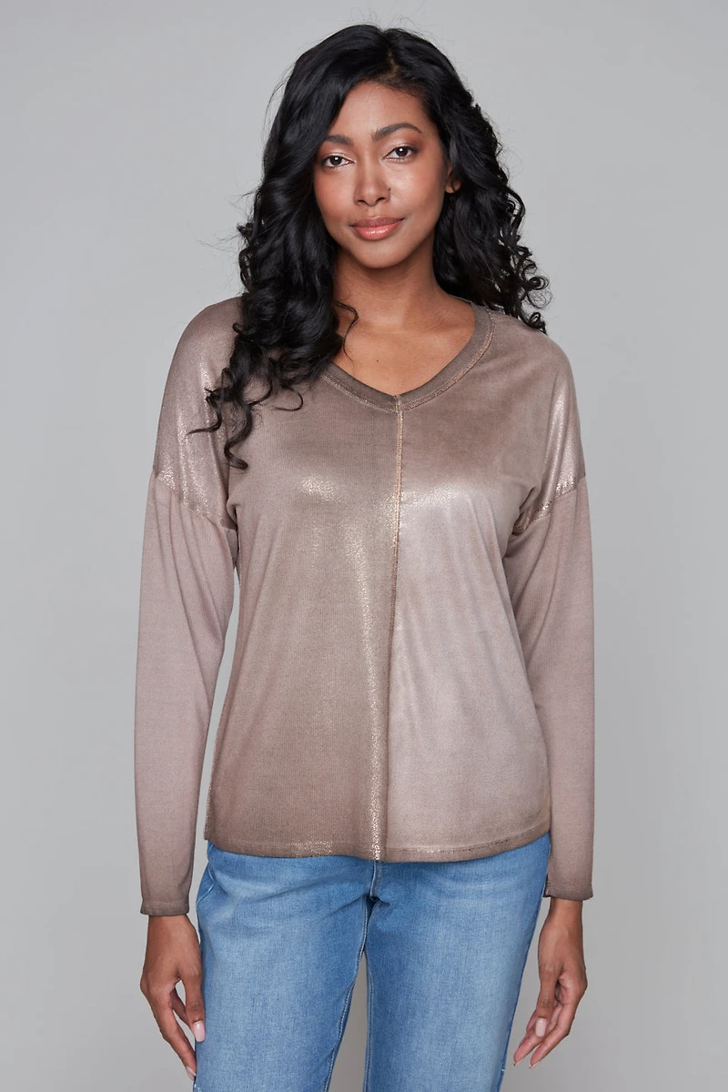 Haut uni dégradé scintillant - Carré Noir