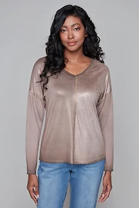 Haut uni dégradé scintillant - Carré Noir