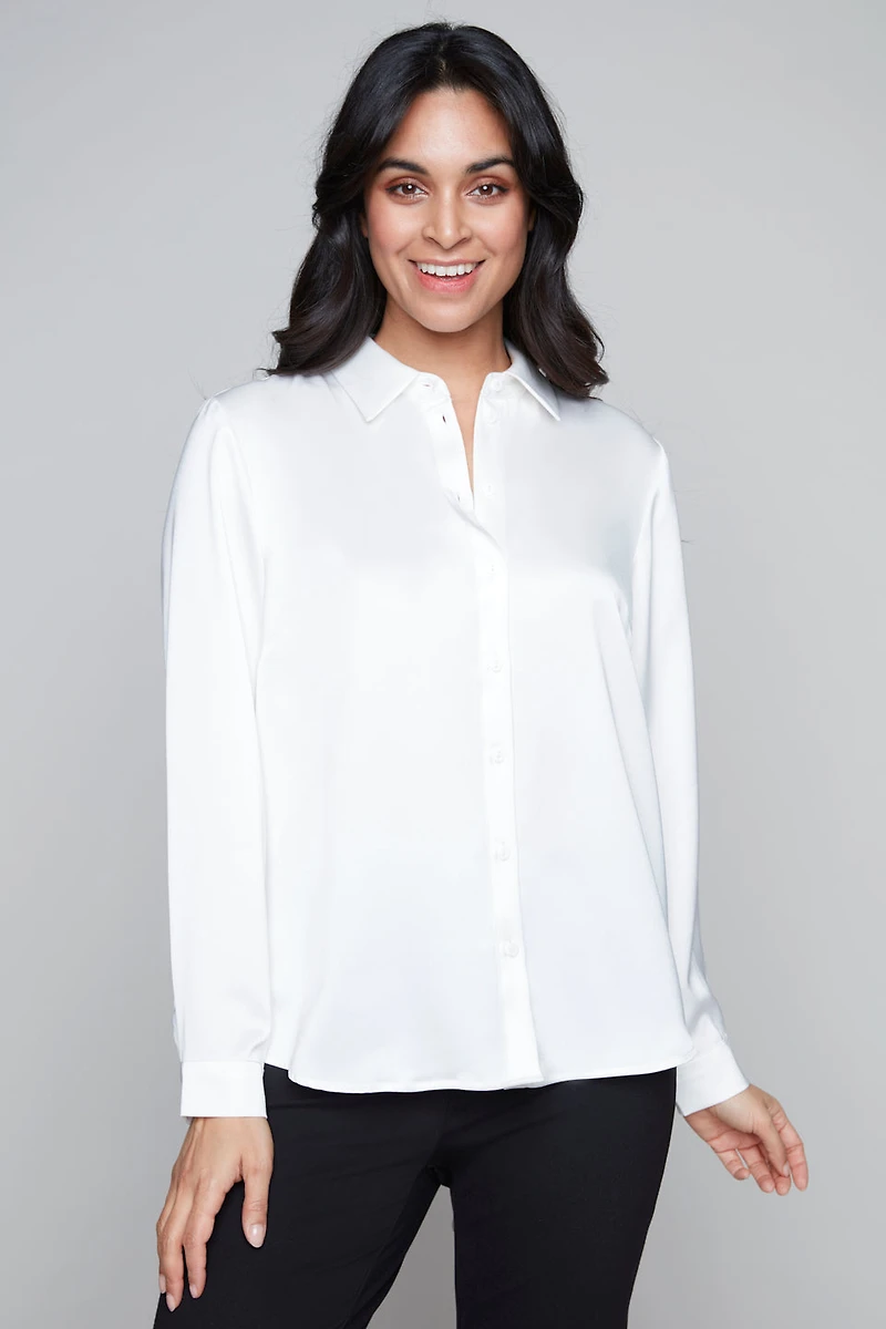 Plain satin blouse - Carré Noir
