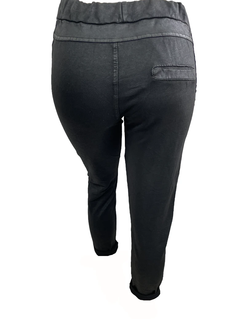 Pantalon d'Italie au style froissé avec détails à effet de similicuir