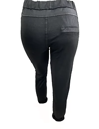 Pantalon d'Italie au style froissé avec détails à effet de similicuir