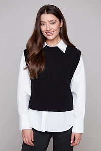 Rib-knit sleeveless tank top - Carré Noir
