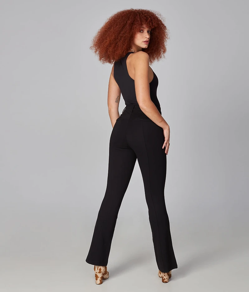 Azure Ponte flared pants with topstitching - Lola Jeans