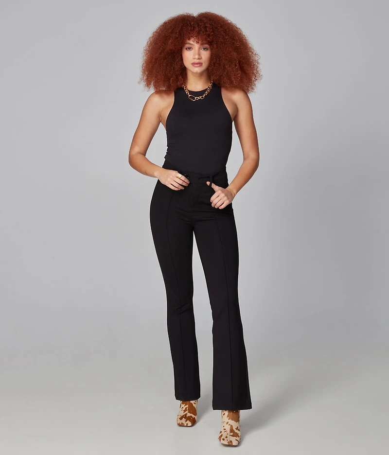 Azure Ponte flared pants with topstitching - Lola Jeans