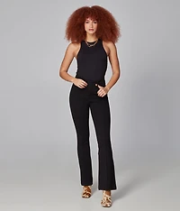 Azure Ponte flared pants with topstitching - Lola Jeans