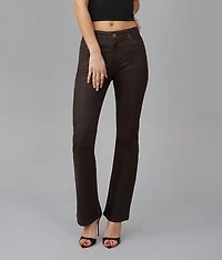 Leather-look bootcut jeans, chocolate - Lola Jeans