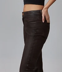 Leather-look bootcut jeans, chocolate - Lola Jeans