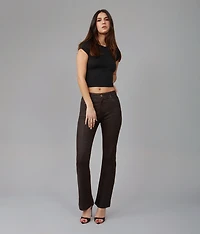 Leather-look bootcut jeans, chocolate - Lola Jeans
