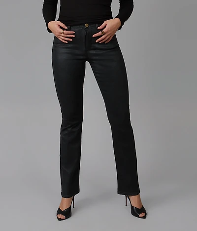 Leather-look bootcut jeans, black - Lola Jeans