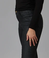 Leather-look bootcut jeans, black - Lola Jeans