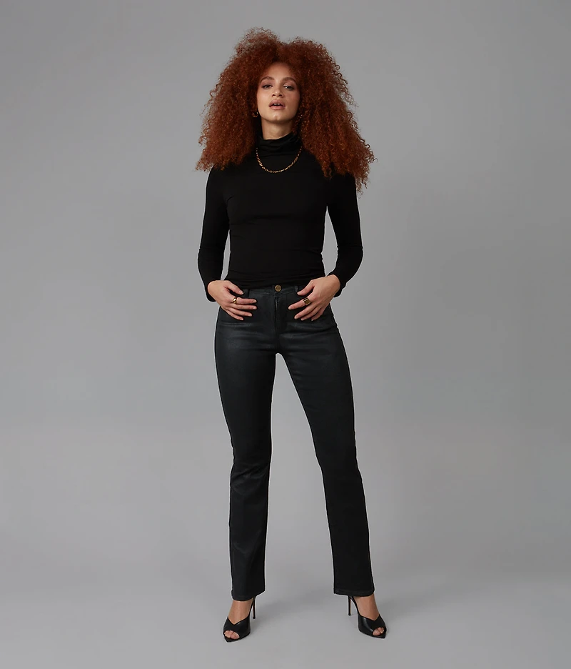 Leather-look bootcut jeans, black - Lola Jeans