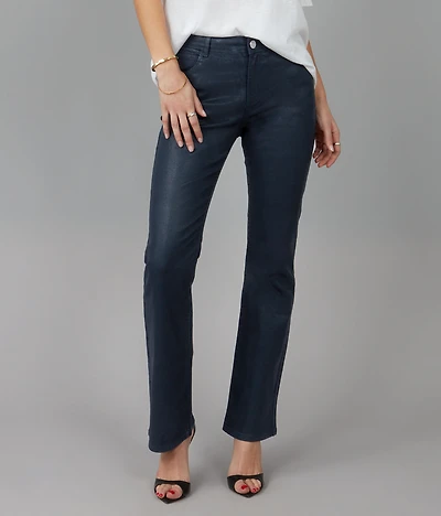 Leather-look bootcut jeans, navy - Lola Jeans