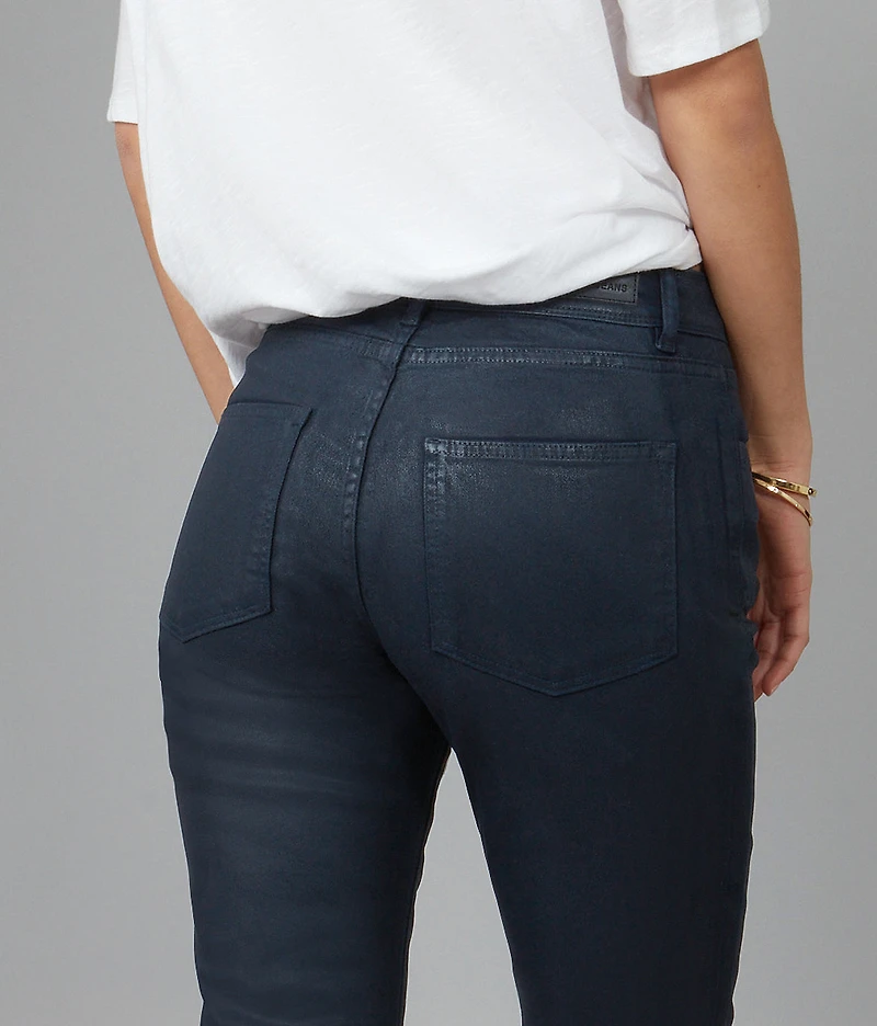 Leather-look bootcut jeans, navy - Lola Jeans