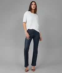 Leather-look bootcut jeans, navy - Lola Jeans