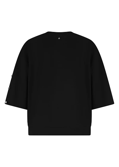 Solid-color raglan-sleeve sweater with faux buttons - Tramontana