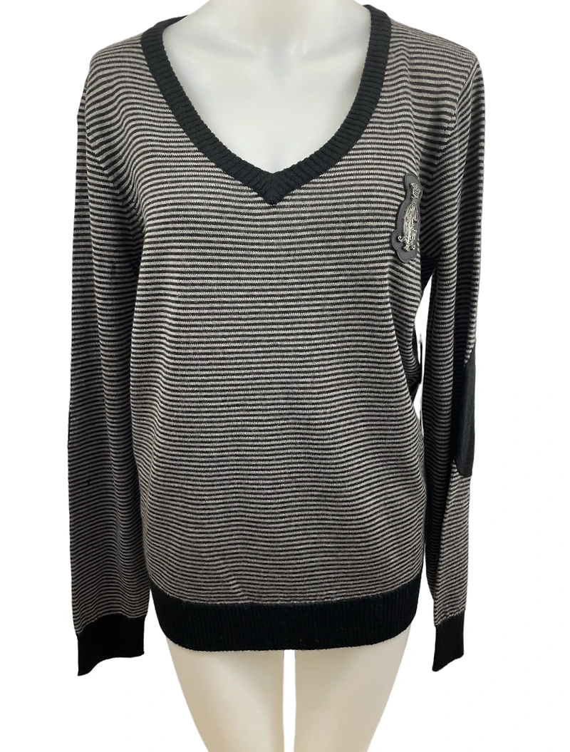 Two-tone striped sweater - signed Christian Audigier